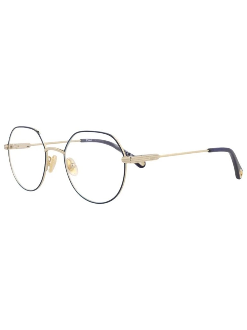 New Chloé Women's Eyeglasses Round Oval Metal Frame Gold Gold Transparent